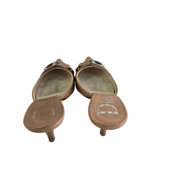 Dior Stunning Tan Leather Pointed Toe Logo Buckle Mules Size 37.5 - Picture 4 of 10